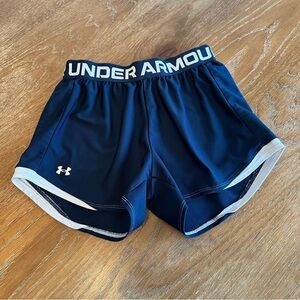 Under Armour Women's Navy Blue Fly-by Shorts